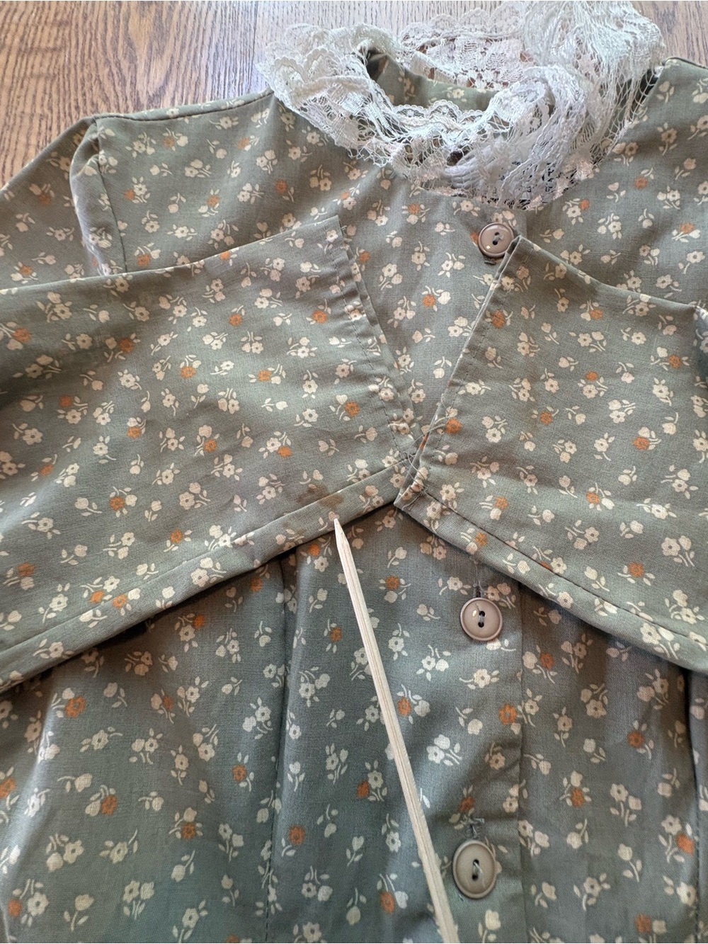 Seneca Vintage Mid Century Style Sage Floral Prairie Tea Dress S/M ? Bustle Back - Picture 9 of 12